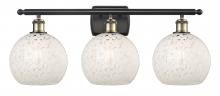  516-3W-BAB-G1216-8WM - White Mouchette - 3 Light - 28 inch - Black Antique Brass - Bath Vanity Light