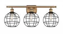 Innovations Lighting 516-3W-BB-CE-8-BK - Lake Placid - 3 Light - 28 inch - Brushed Brass - Bath Vanity Light