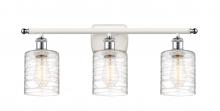  516-3W-WPC-G1113 - Cobbleskill - 3 Light - 25 inch - White Polished Chrome - Bath Vanity Light