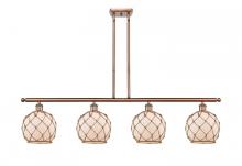  516-4I-AC-G121-8RB - Farmhouse Rope - 4 Light - 48 inch - Antique Copper - Cord hung - Island Light