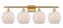  516-4W-SG-G121-8RW - Farmhouse Rope - 4 Light - 38 inch - Satin Gold - Bath Vanity Light