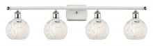  516-4W-WPC-G1216-6WM - White Mouchette - 4 Light - 36 inch - White Polished Chrome - Bath Vanity Light