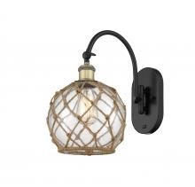  518-1W-BAB-G122-8RB - Farmhouse Rope - 1 Light - 8 inch - Black Antique Brass - Sconce