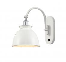 Innovations Lighting 518-1W-WPC-M14-W - Adirondack - 1 Light - 8 inch - White Polished Chrome - Sconce