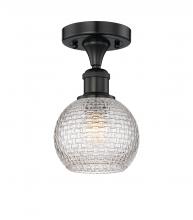 Innovations Lighting 616-1F-BK-G122C-6CL - Athens - 1 Light - 6 inch - Matte Black - Semi-Flush Mount