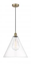 Innovations Lighting 616-1P-AB-GBC-162-LED - Berkshire - 1 Light - 16 inch - Antique Brass - Cord hung - Pendant