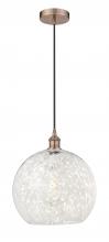 Innovations Lighting 616-1P-AC-G1216-14WM - White Mouchette - 1 Light - 14 inch - Antique Copper - Cord Hung - Pendant