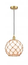  616-1P-SG-G121-10RB - Farmhouse Rope - 1 Light - 10 inch - Satin Gold - Cord hung - Mini Pendant