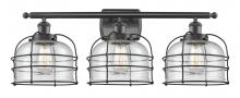  916-3W-BK-G74-CE - Bell Cage - 3 Light - 26 inch - Matte Black - Bath Vanity Light