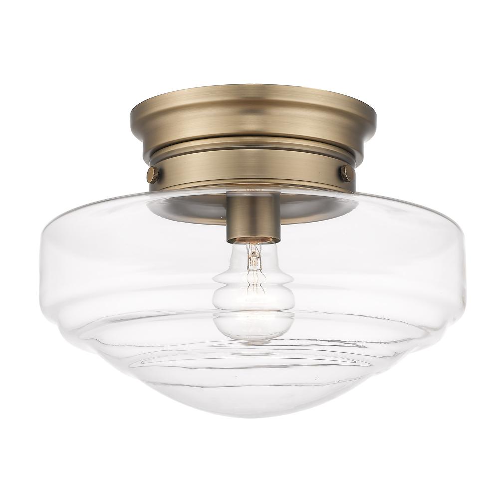Ingalls Semi-Flush in Modern Brass and Clear Glass Shade