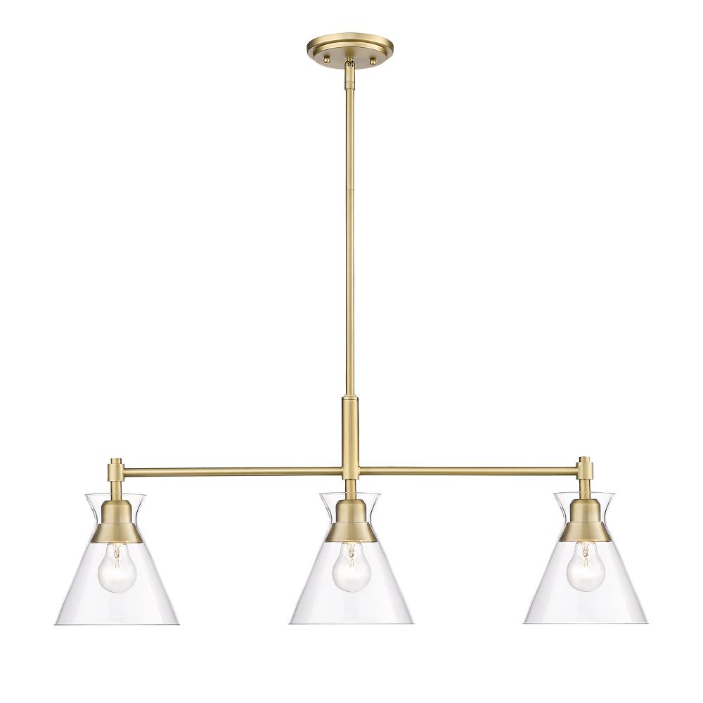Malta BCB Linear Pendant in Brushed Champagne Bronze with Clear Glass Shade