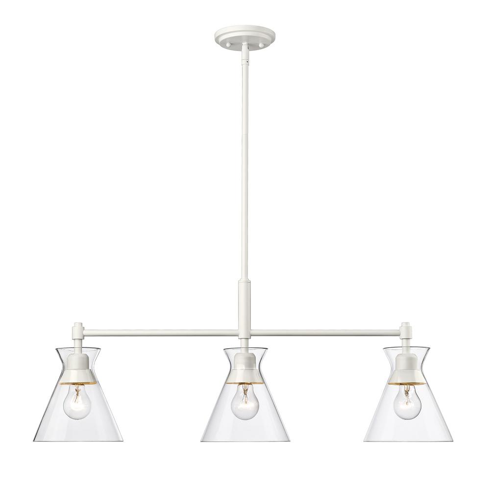 Malta WHT Linear Pendant in Matte White with Clear Glass Shade
