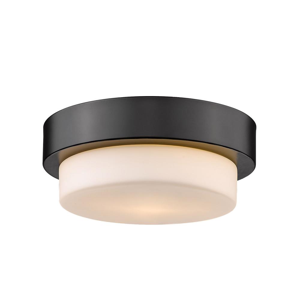 Multi-Family 9&#34; Flush Mount in Matte Black with Opal Glass