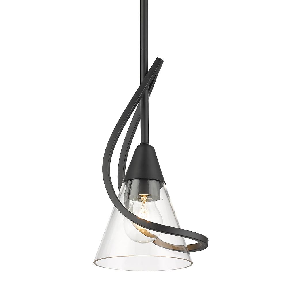Olympia Mini Pendant in Matte Black with Clear Glass Shade