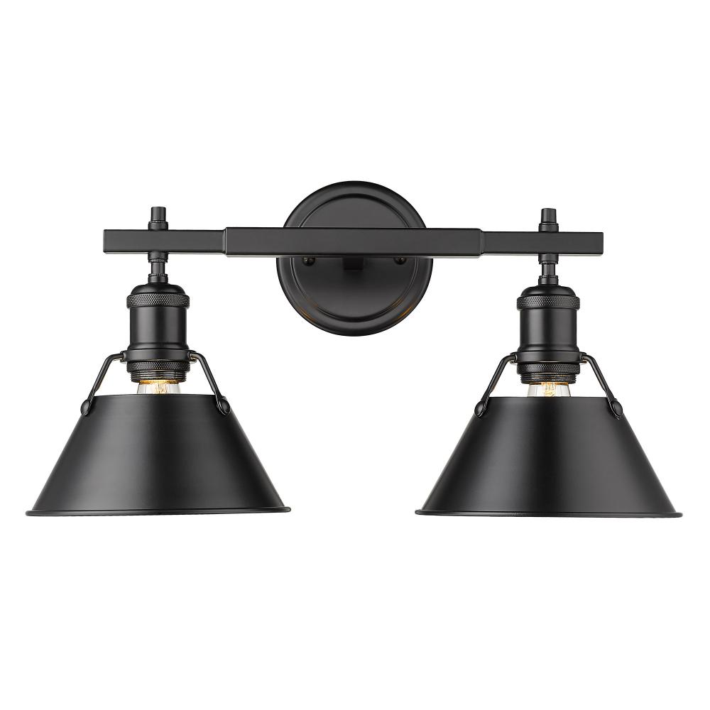 Orwell BLK 2 Light Bath Vanity in Matte Black with Matte Black shades