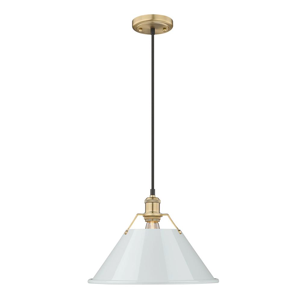 Orwell BCB Large Pendant - 14&#34; in Brushed Champagne Bronze with Dusky Blue shade