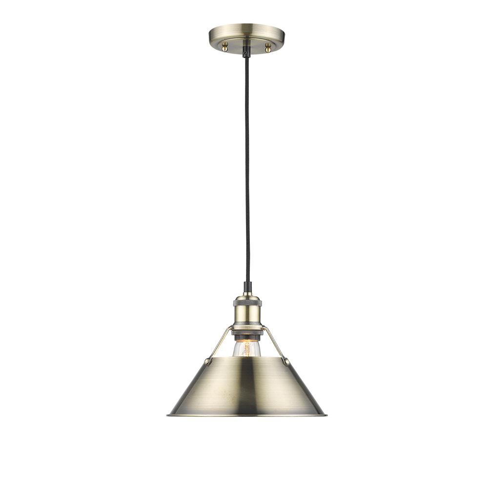 Orwell 10&#34; Wide Medium Pendant in Aged Brass