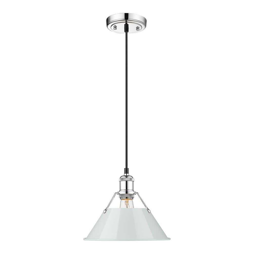 Orwell CH Medium Pendant - 10&#34; in Chrome with Dusky Blue shade