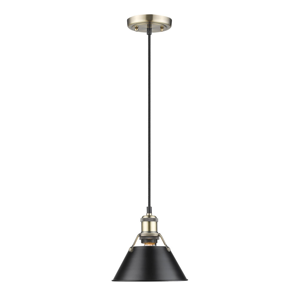 Orwell 7.5&#34; Wide Small Pendant in Aged Brass with Matte Black