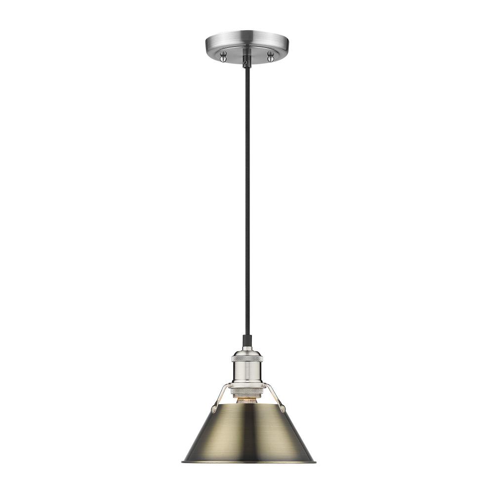 Orwell 7.5&#34; Wide Small Pendant in Pewter with Aged Brass