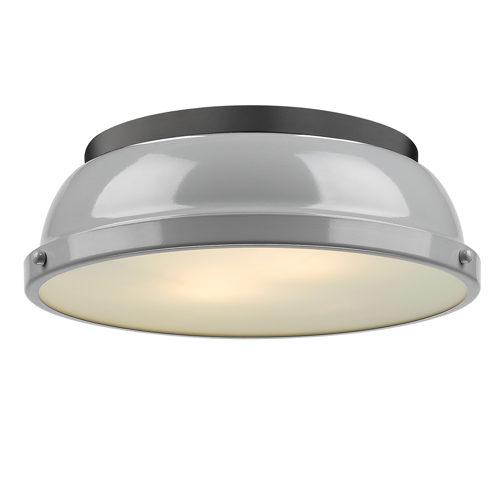 Duncan 14&#34; Flush Mount in Matte Black with a Gray Shade