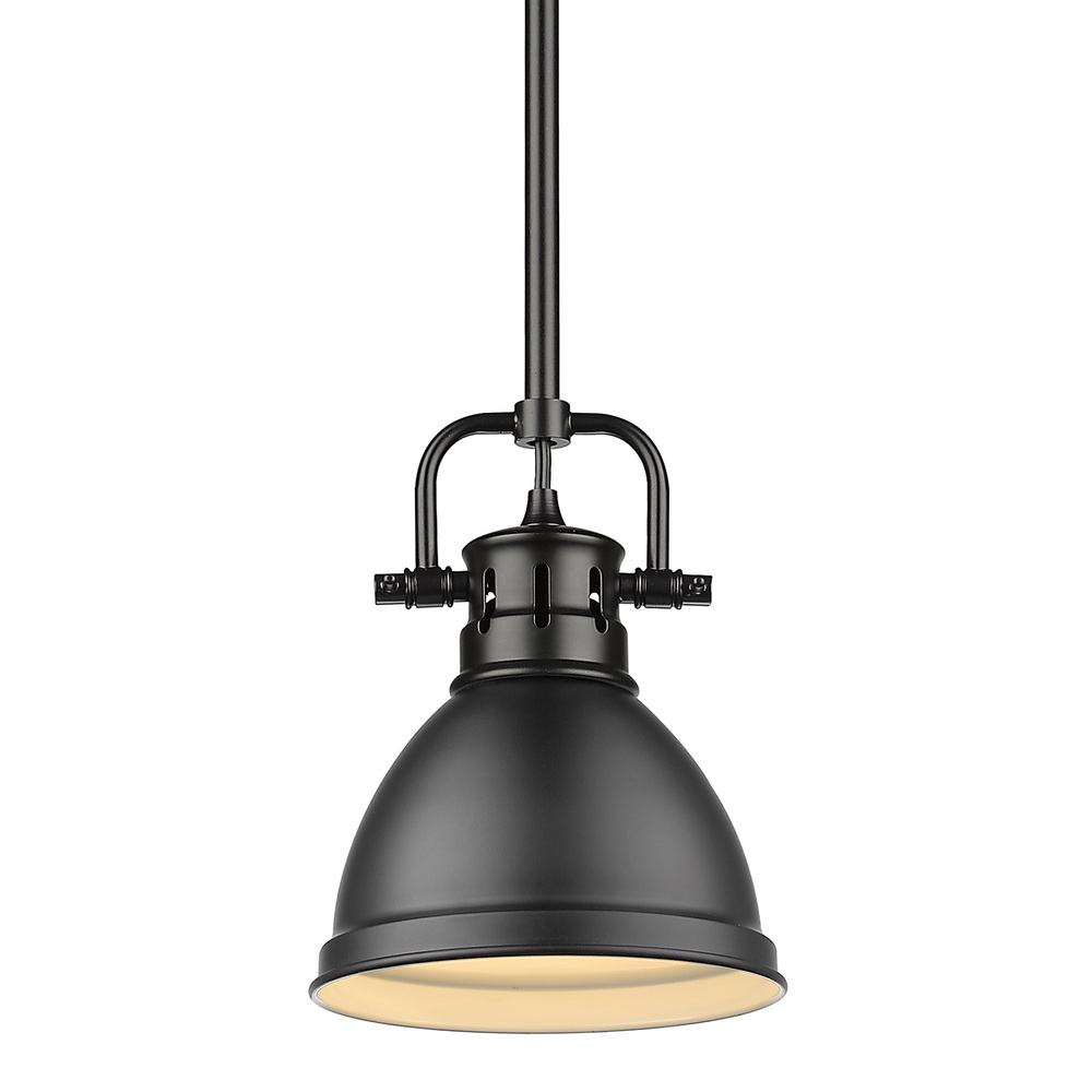 Duncan Mini Pendant with Rod in Matte Black with a Matte Black Shade