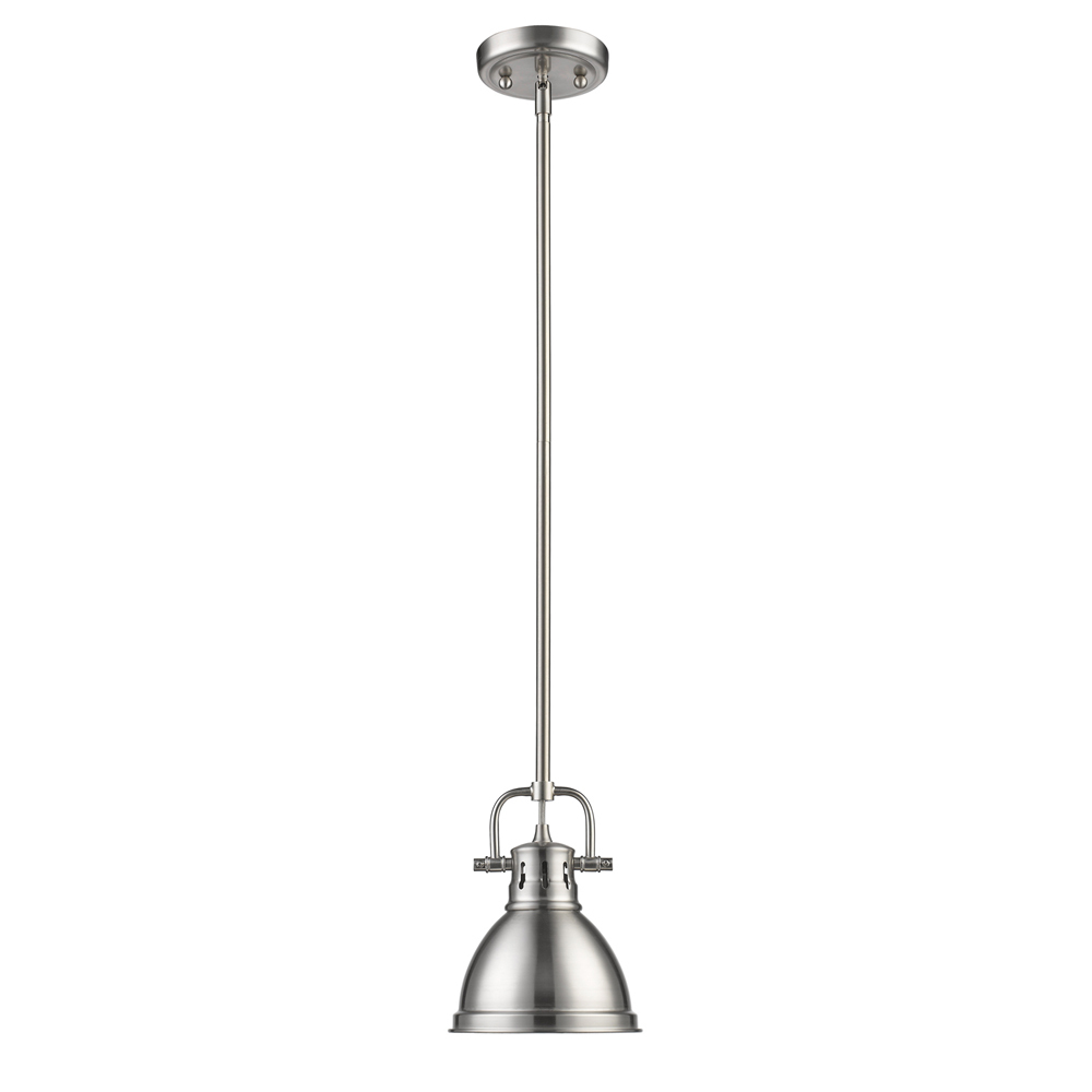 Duncan Mini Pendant with Rod in Pewter with a Pewter Shade