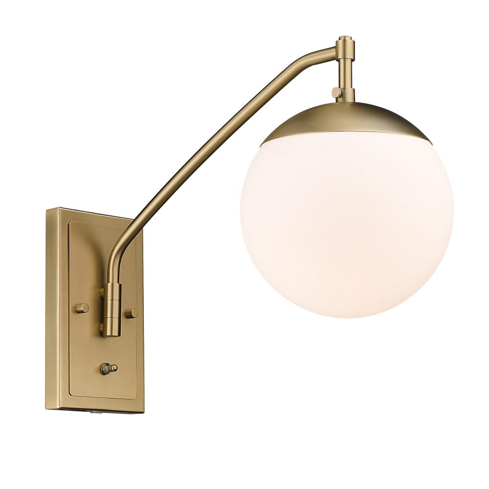 Glenn BCB 1 Light Articulating Wall Sconce in Brushed Champagne Bronze with Opal Glass Shade