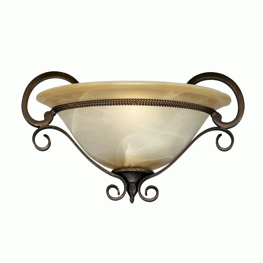 Meridian 1 Light Wall Sconce in Golden Bronze with Antique Marbled Glass