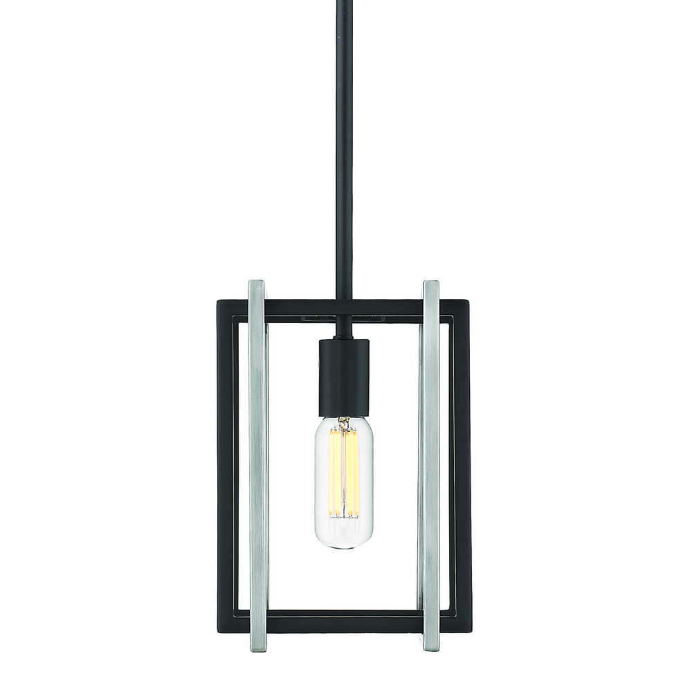 Tribeca Mini Pendant in Matte Black with Pewter Accents