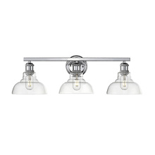 Golden 0305-BA3 CH-CLR - Carver 3-Light Bath Vanity in Chrome with Clear Glass Shades