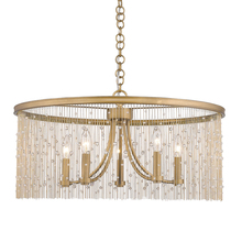 Golden 1771-5 PG-CRY - Marilyn CRY 5 Light Chandelier in Peruvian Gold with Crystal Strands