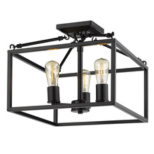 Golden 2072-SF BLK - Wesson 3-Light Semi-Flush Mount in Black