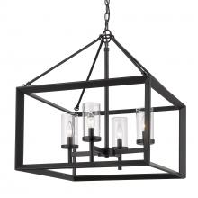 Golden 2073-4 BLK-CLR - Smyth 4 Light Chandelier in Matte Black with Clear Glass Shades