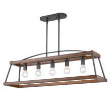 Golden 3184-LP NB-RO - Teagan Linear Pendant in Natural Black with Rustic Oak Accents