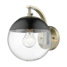 Golden 3219-1W AB-BLK - Dixon Sconce in Aged Brass with Clear Glass and Matte Black Cap