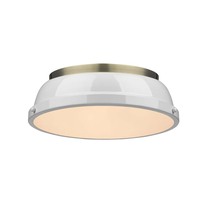 Golden 3602-14 AB-WH - Duncan 14" Flush Mount in Aged Brass with a White Shade