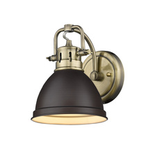 Golden 3602-BA1 AB-RBZ - Duncan 1 Light Bath Vanity in Aged Brass with a Rubbed Bronze Shade