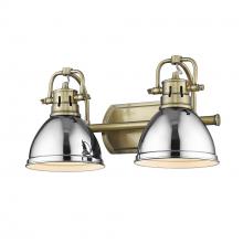 Golden 3602-BA2 AB-CH - Duncan 2 Light Bath Vanity in Aged Brass with Chrome Shades