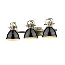Golden 3602-BA3 AB-BK - Duncan 3 Light Bath Vanity in Aged Brass with a Black Shade