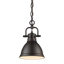 Golden 3602-M1L RBZ-RBZ - Duncan Mini Pendant with Chain in Rubbed Bronze with a Rubbed Bronze Shade