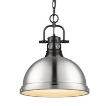 Golden 3602-L BLK-PW - Duncan 1-Light Pendant with Chain in Matte Black with Pewter