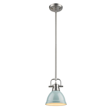 Golden 3604-M1L PW-SF - Duncan Mini Pendant with Rod in Pewter with a Seafoam Shade