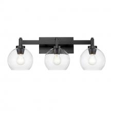 Golden 4855-BA3 BLK-CLR - Galveston BLK 3 Light Bath Vanity in Matte Black with Clear Glass Shade