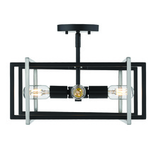 Golden 6070-SF BLK-PW - Tribeca Semi-flush in Matte Black with Pewter Accents