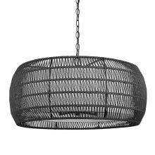 Golden 6805-6 BLK-MBR - Everly 6 Light Chandelier in Matte Black with Modern Black Rattan Shade