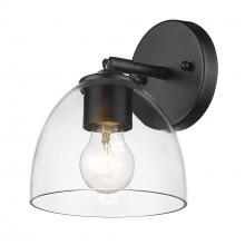 Golden 6958-1W BLK-BLK-CLR - Roxie 1 Light Wall Sconce in Matte Black with Matte Black Accents and Clear Glass Shade