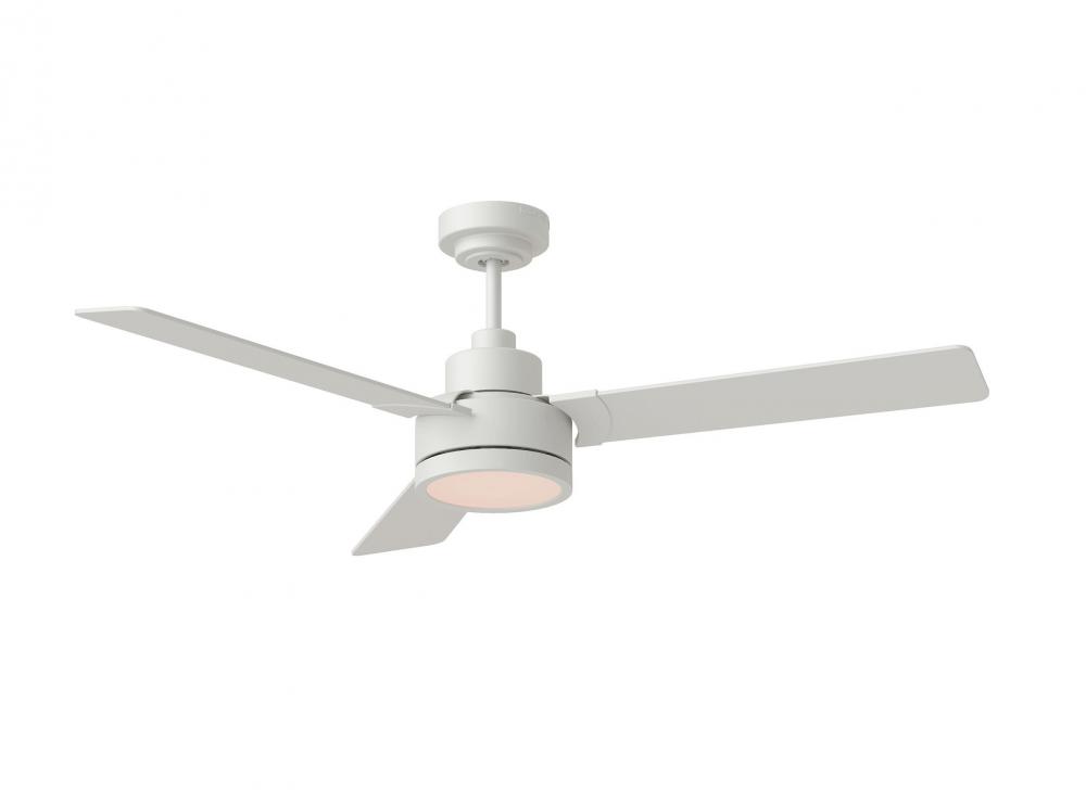 Jovie 52&#34; Dimmable Indoor/Outdoor Integrated LED Matte White Ceiling Fan with Light Kit Wall Con