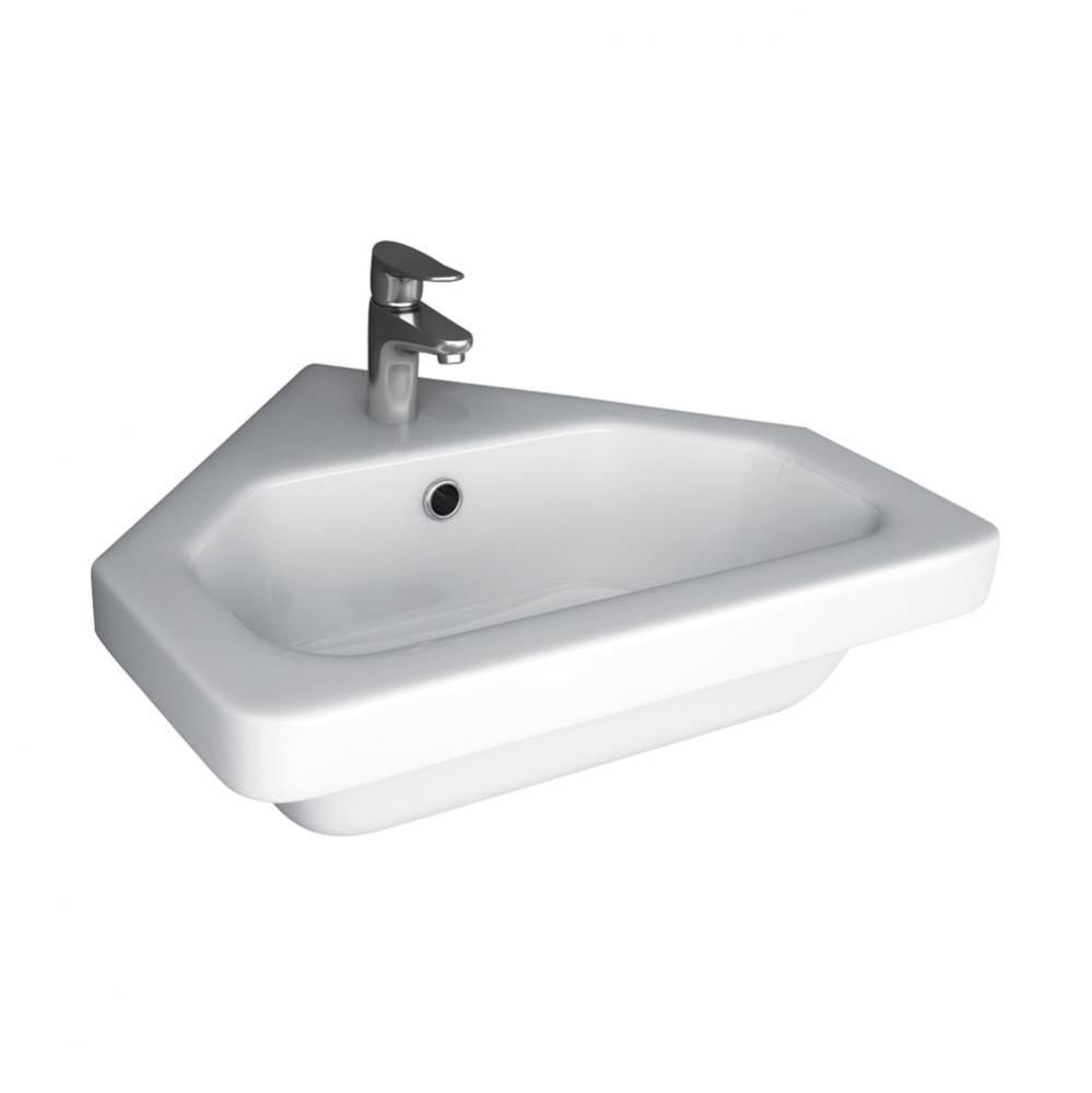 Resort Corner Wall Hung Basin 1-Hole, White