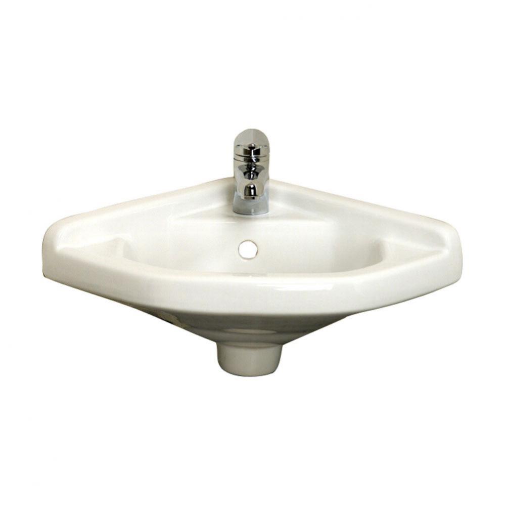 Corner Sink, 14 x 14&apos;&apos;, 1-Hole Includes Hangers, White